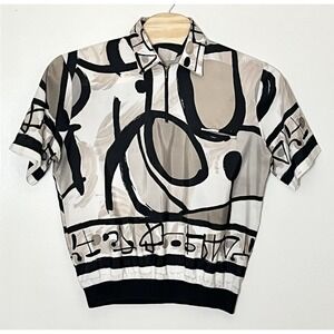 VNTG Alan Stuart Shirt Men LRG Abstract Print 70s Sopranos Wise Guy Banded Waist